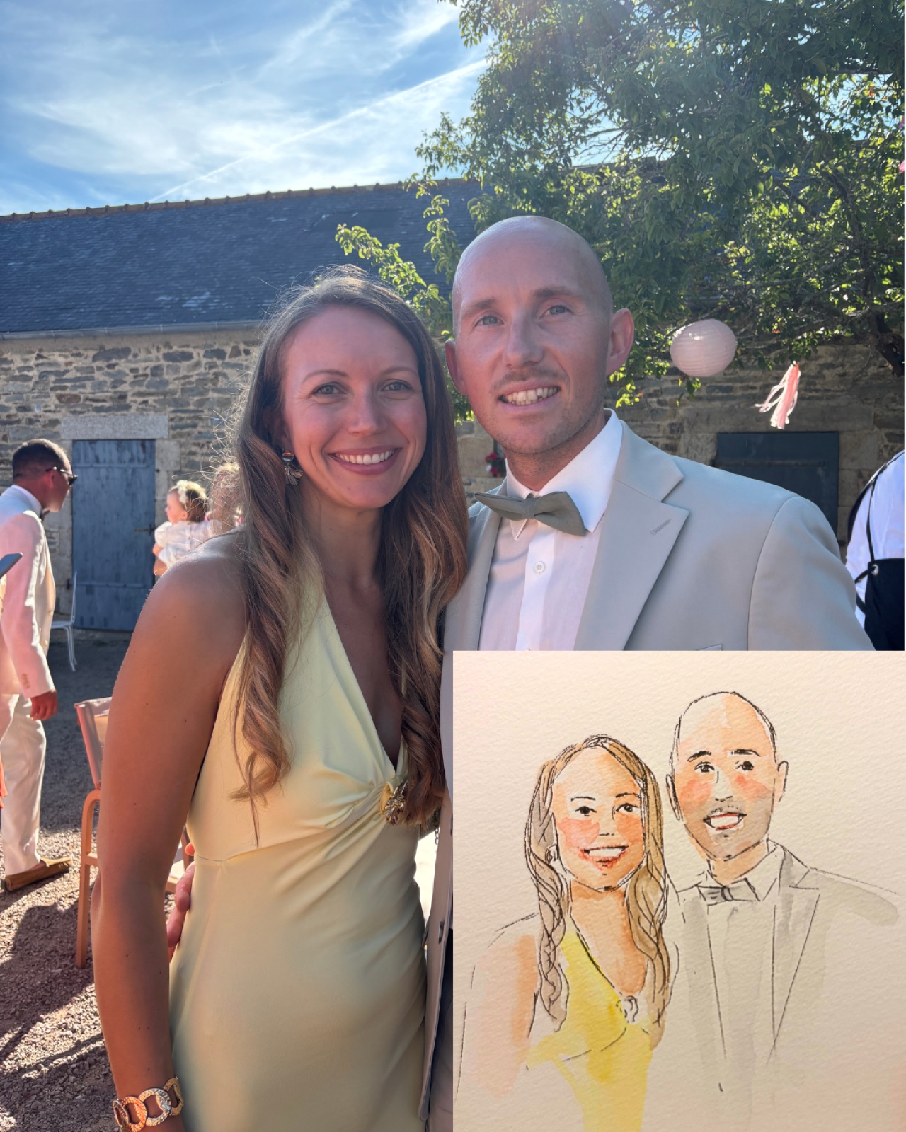 Deux invités photographiés puis peints à l’aquarelle